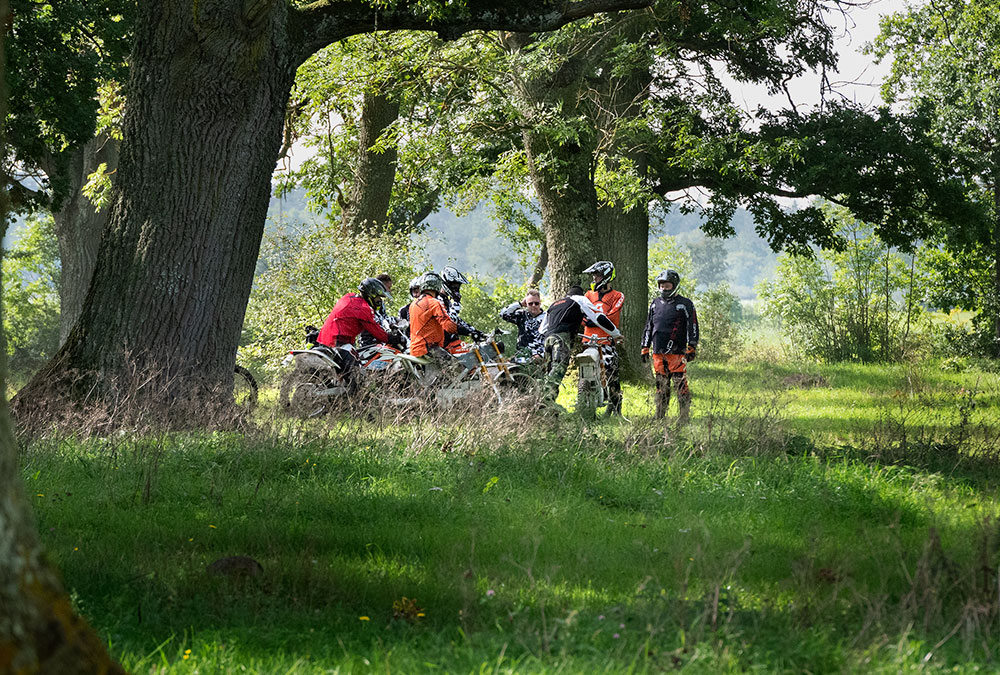 A picture of a group riding motorbikes at Tjauls Gård in Gotland